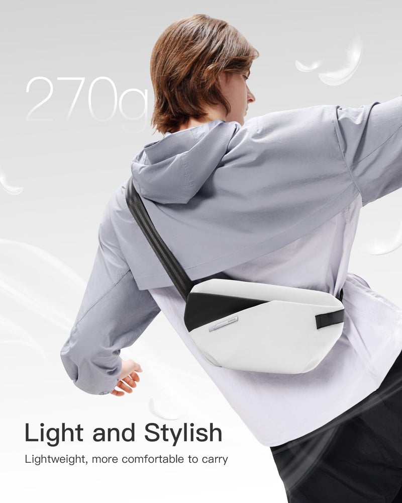 Inateck Sling Bag X-Lite, Lightweight Crossbody Shoulder Chest Bag with Quick-adjust Strap, Water-resistant Waist Fanny Pack for Men, Women, Travel, Cycling, Hiking, Work, Sports, Ivory - Image 3