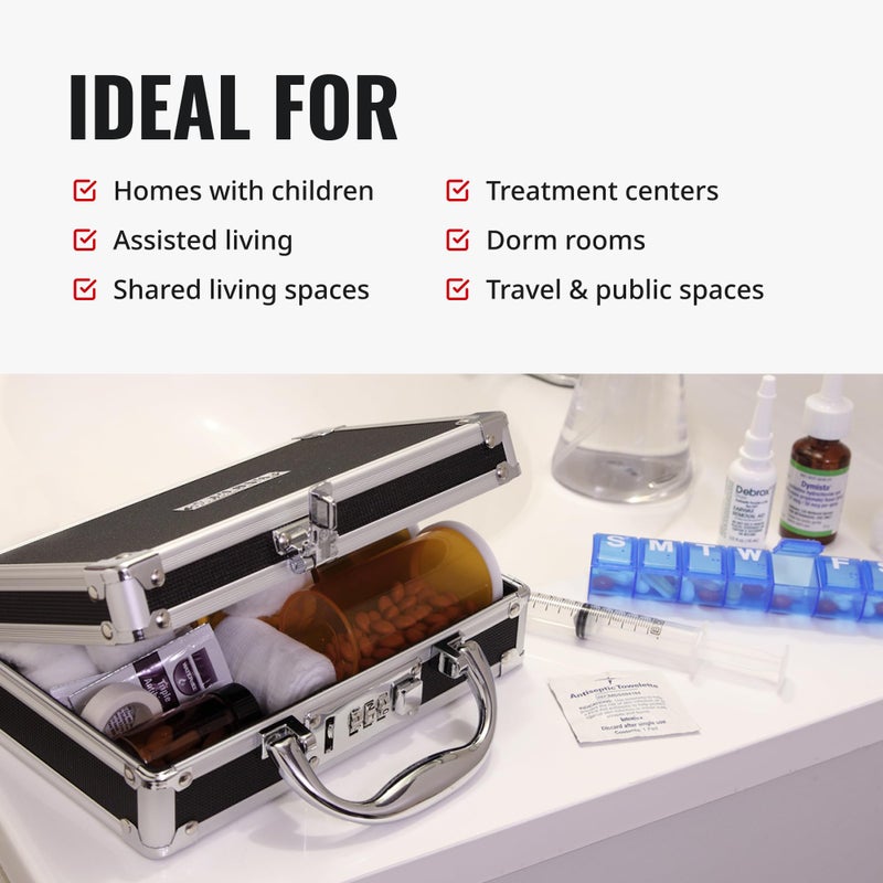 Vaultz Medicine Safe Case w/Combination Lock - Pack of 1 Cases, 8.35 x 5 x 2.5" - Black - Image 5