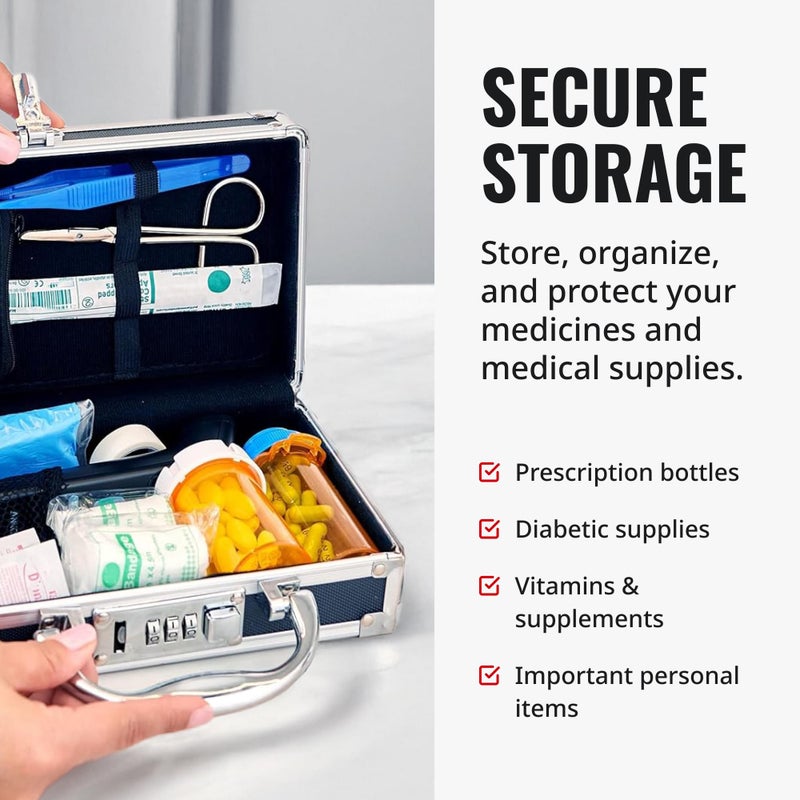 Vaultz Medicine Safe Case w/Combination Lock - Pack of 1 Cases, 8.35 x 5 x 2.5" - Black - Image 2