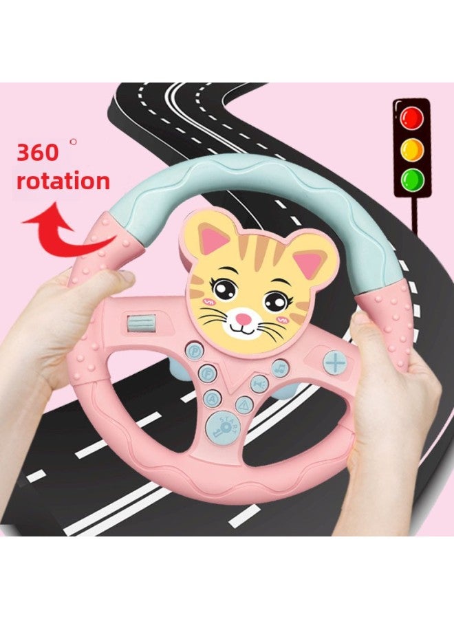 Children's Early Education Machine Co-pilot Simulation Simulation Steering Wheel Car Comfort Preschool Education Electric Learning Knowledge Toys-Color:Fox Pink/window Box - Image 5