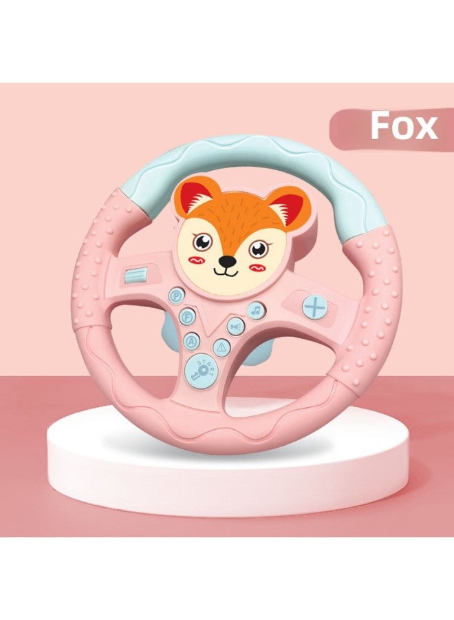 Children's Early Education Machine Co-pilot Simulation Simulation Steering Wheel Car Comfort Preschool Education Electric Learning Knowledge Toys-Color:Fox Pink/window Box - Image 1
