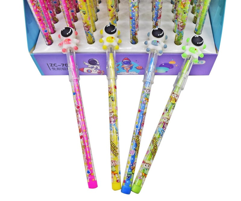 Asera Space theme Bullet Pencil Lead Nib Push Pencils Non-Sharpening Pencils for Kids Girls College Office Pencil, Birthday Party Return Gifts (Set of 12) - Image 2