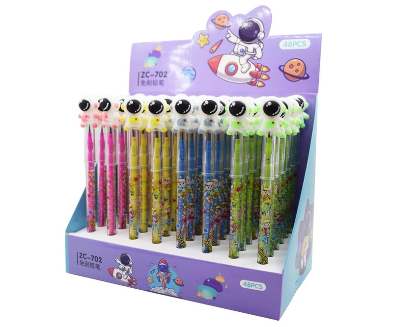 Asera Space theme Bullet Pencil Lead Nib Push Pencils Non-Sharpening Pencils for Kids Girls College Office Pencil, Birthday Party Return Gifts (Set of 12) - Image 1