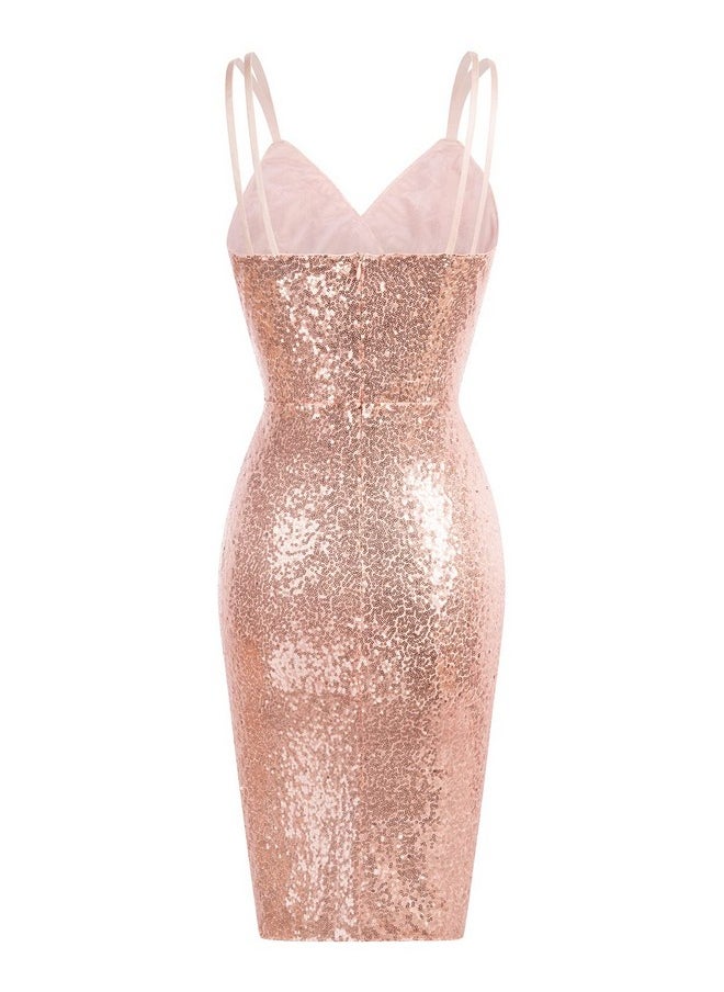 GRACE KARIN Sexy Sequin Party Dresses Wrap V-Neck Bodycon Pencil Dress Rose Gold XL - pzsku/Z6DEB5B88A794A8EDD991Z/45/_/1740982864/959b53da-9c1c-4deb-80b9-92c0a52fe123