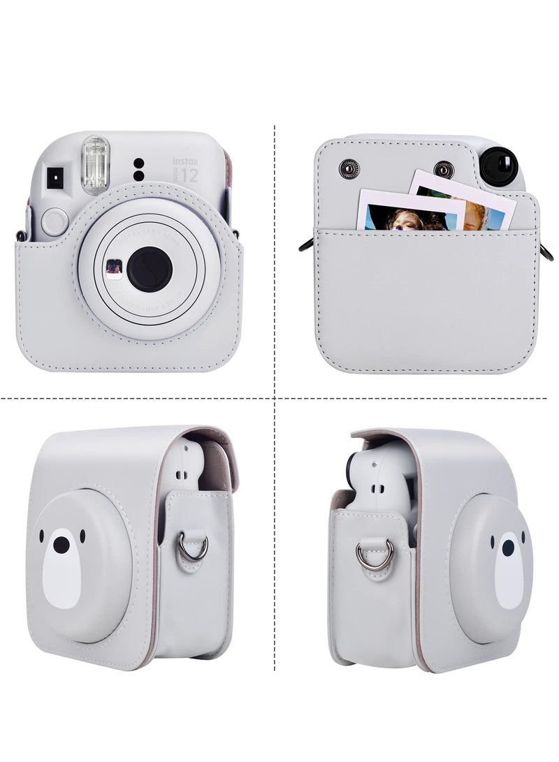Case for Fuji Instax Mini 12/Polaroid Mini 12, PU Leather Protective Case for Fujifilm Instax Mini 12 Instant Camera, Removable Case with Adjustable Shoulder Strap - Image 3