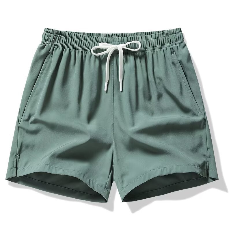 Loose Shorts for Outer Wear, Quick-Drying, Large Size, Loose, Breathable Zipper, Korean Style Printed Foreign Trade Running Ice Silk Pants 1627-military green 