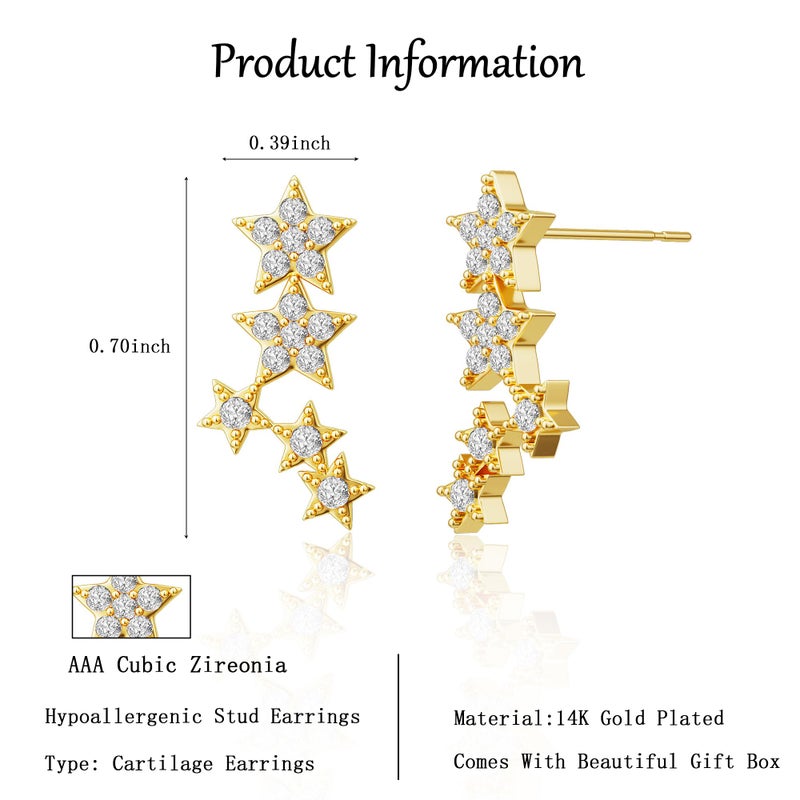Robaice Cartilage Earrings for Women Helix Conch Piercing Jewelry CZ Cartilage Daith Tragus Piercing Jewelry Screw Back Stud Earrings-GD-H - Image 3
