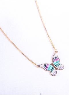 The Black Pearl Accessories Stainless Steel Necklace Gold with a Colorful Zirconic Butterfly Pendant  - Image 3