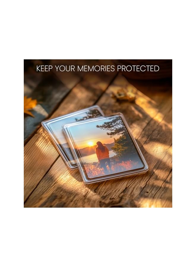 The Bros Blank Photo Frame Insert Fridge Magnets (50 Pack) - for Photos 7 x 4.5cm (2.75 x 1.77 inches) - Translucent Clear Acrylic Refrigerator Magnets for Small Photos - Gifts for Family & Friends - Image 3