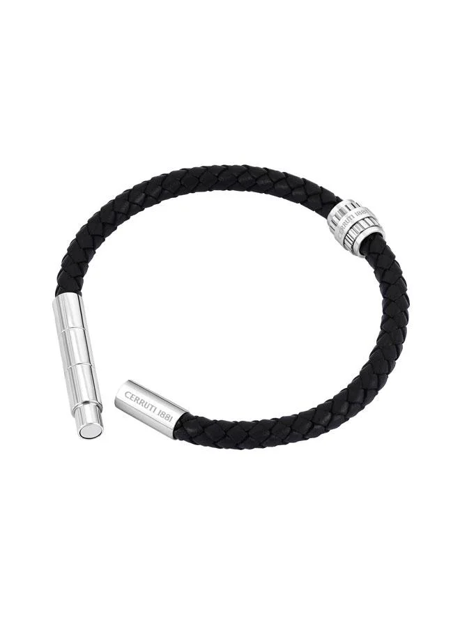 شيروتي 1881 Bartolomeo Black Braided Leather Bracelet for Men