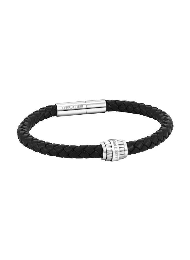 شيروتي 1881 Bartolomeo Black Braided Leather Bracelet for Men