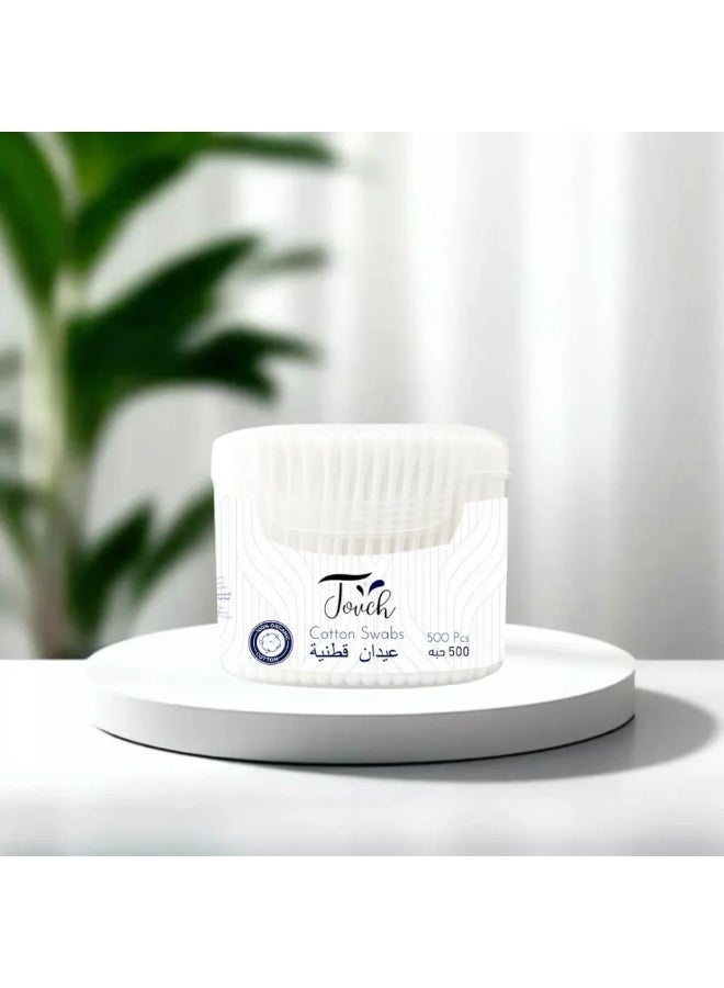 Touch Cotton swabs with a case, 500 pieces, gentle and safe - Image 1
