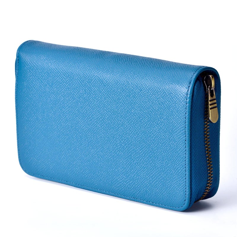 Asvine Fountain Pen Case Genuine Leather Pen Case 10 Divided Slots Blue Rollerball Pen Holder Handmade Display Organizer Zippered Pouch - Image 2