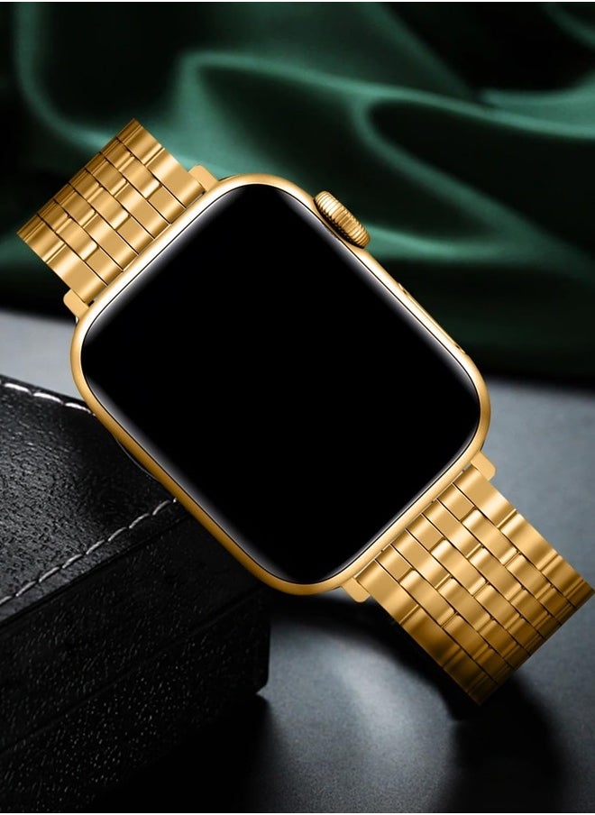 QUNDAXI - for Apple Watch Band 40mm 41mm 38mm 45mm 44mm 42mm Series 8 7 6 5 4 3 2 1 SE SE2 Women and Men Watchband,Stainless Steel Metal for iWatch Bands (38mm 40mm 41mm, Gold) - Image 1