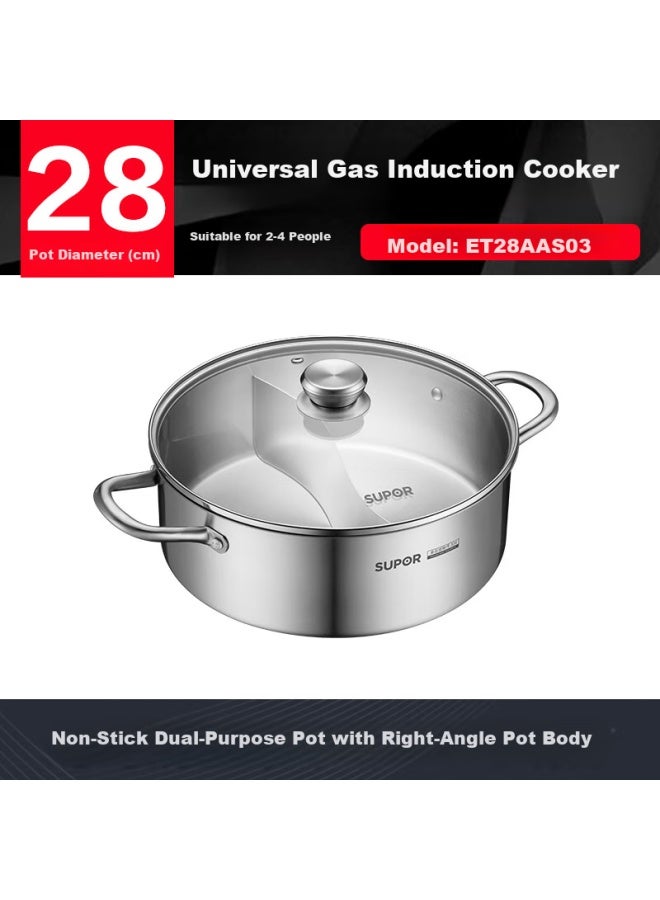 Supor 304 Stainless Steel Straight Hot Pot, Thickened Yin-yang Pot, 28cm, Induction Cooker Soup Pot, Et28aas03 - Image 3