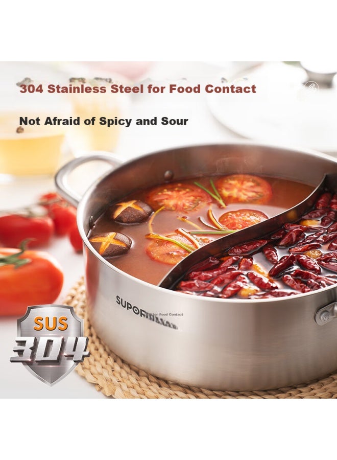 Supor 304 Stainless Steel Straight Hot Pot, Thickened Yin-yang Pot, 28cm, Induction Cooker Soup Pot, Et28aas03 - Image 5