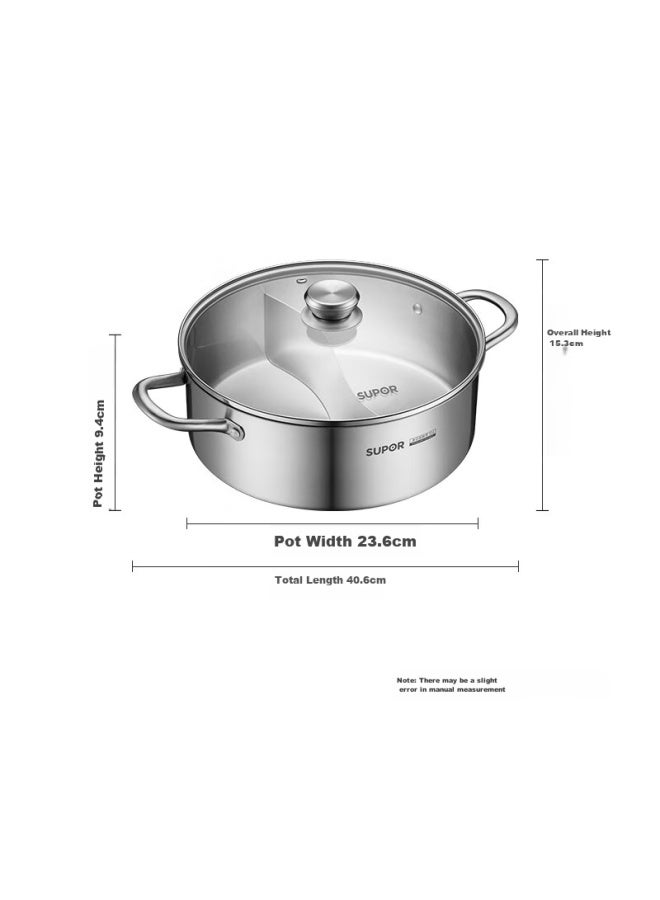 Supor 304 Stainless Steel Straight Hot Pot, Thickened Yin-yang Pot, 28cm, Induction Cooker Soup Pot, Et28aas03 - Image 4