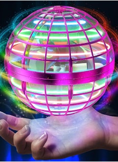 Festive Gallery Flying Ball Toy, Globe 360°Rotating Hand Controlled Flying Orb Ball Toys Magic Led Lights Controller Mini Drone Flying Toy Boomerang Fly Spinners for Kids Adults Indoor Outdoor 10.4x10.2x10.2cm (Pink)  - Image 1