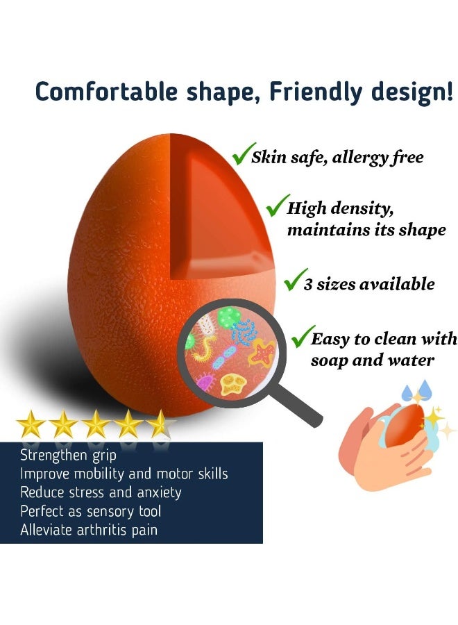 The Friendly Swede Stress Balls for Adults â€” 3 Squeeze Balls for Hand Therapy, Stress Relief & Hand Strength; Exercise for Grip Strength with 3 Resistance Levels; Egg-Shaped & Skin-Safe - Image 3