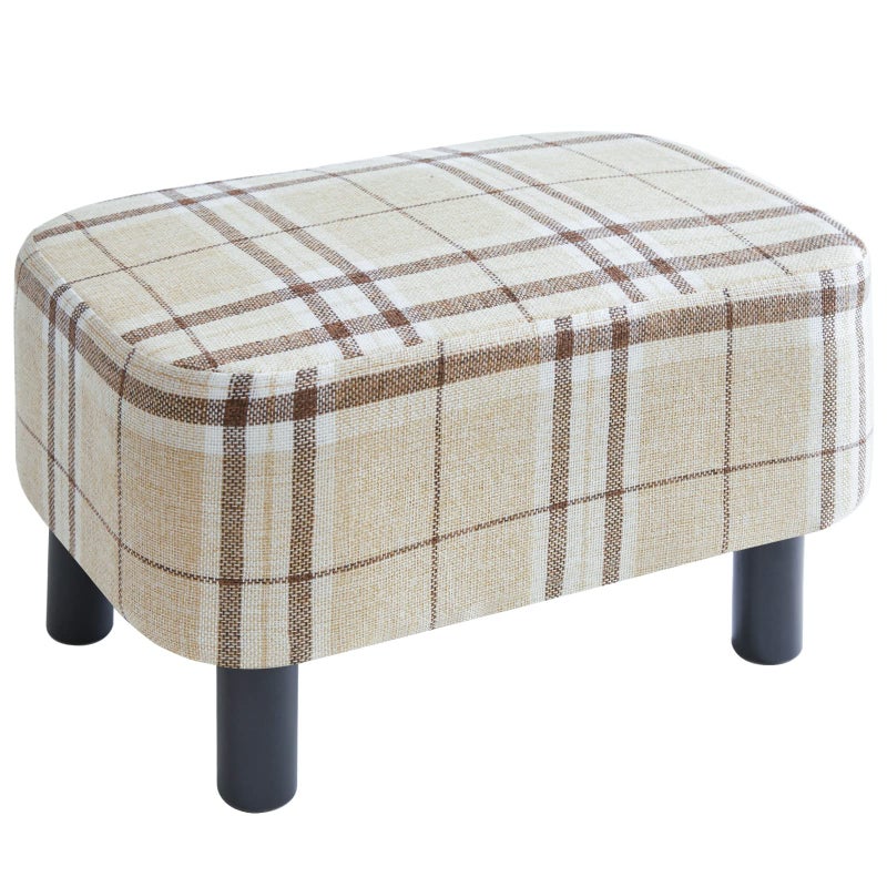YMYNY 42CM Footstool Rectangle Ottoman with Stable Wooden Legs Modern Linen Fabric Footrest Change Shoes Stool for Living Room Padded Seat for Bedroom Stripe RFBD215