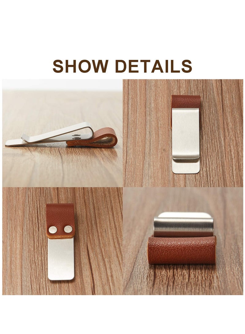 4 Pack PU Leather Pen Loop Holders for Notebooks, Journals, and Clipboards - Multi-functional Pen Sleeves with Clips for Home, Office, and Pocket Storage, Accommodates Various Pen Sizes. - Image 5