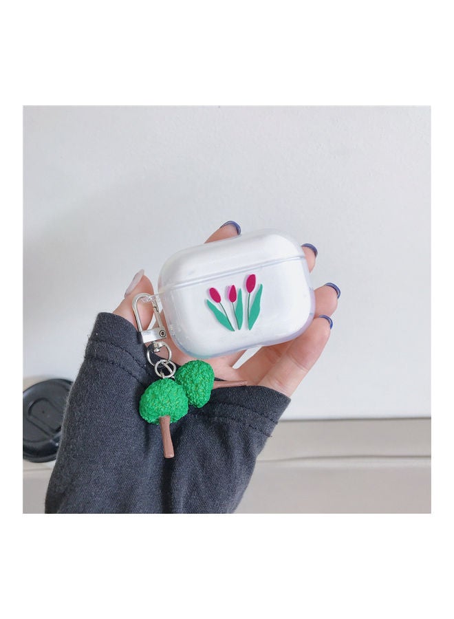 XiuWoo Case Cover With Designer Pendant For Apple AirPods Pro Clear/Green - Image 2