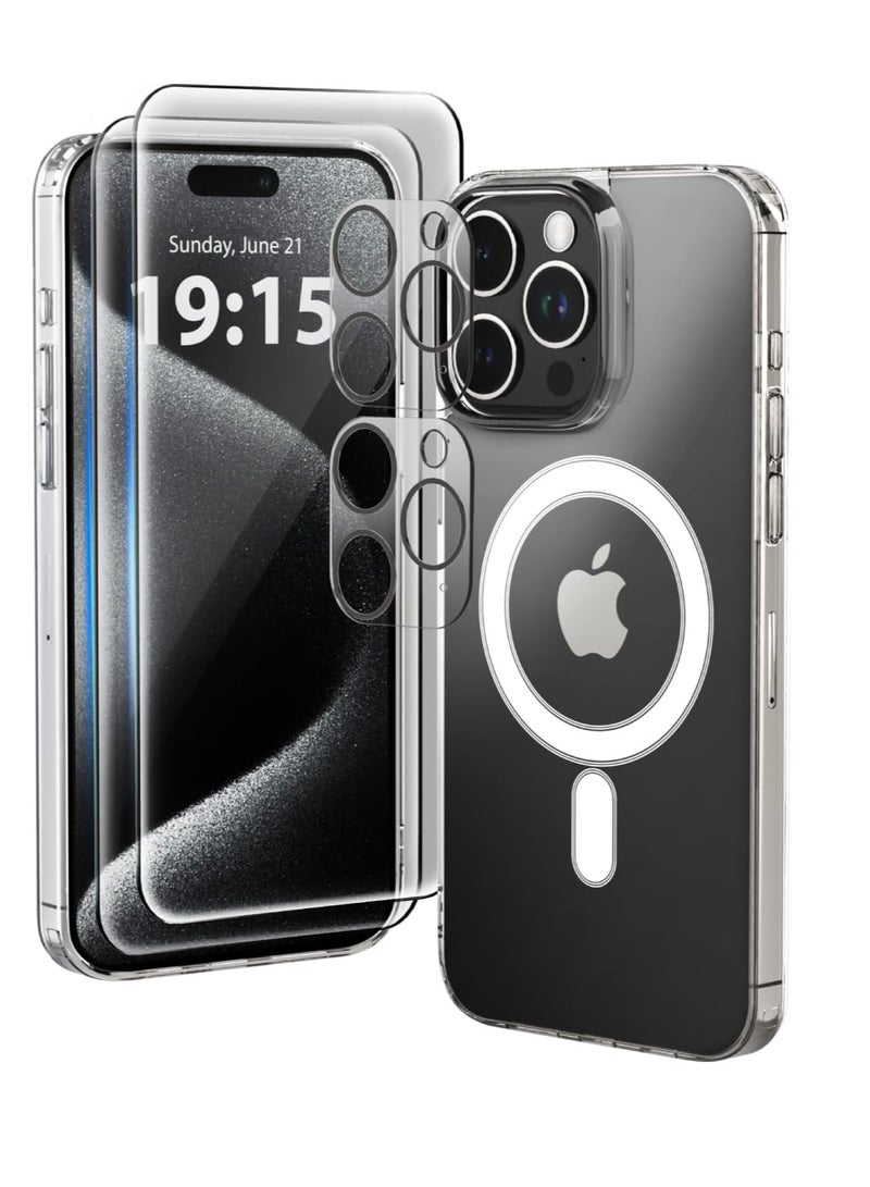 ELTRAZONE --MagSafe Compatible iPhone 13 Pro Max Case, Clear Case [Military Grade Protection] with 2X Tempered Glass Screen and 2X Camera Lens Protectors, Shockproof and Air-Guard Corners - Image 1