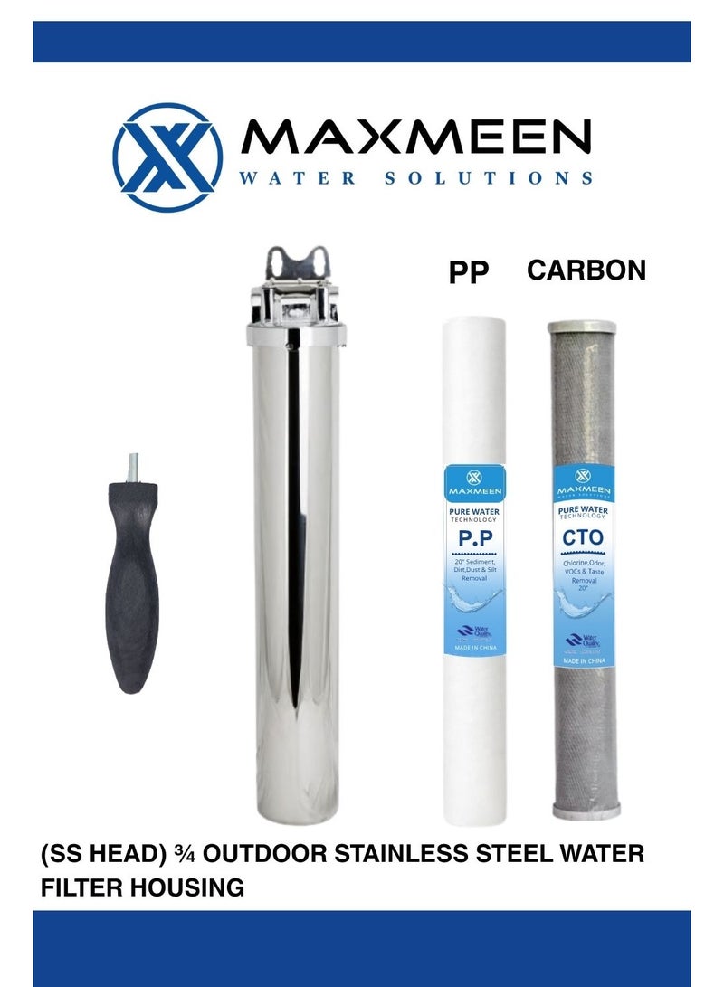 ماكسمين حاوية فلتر مياه ستانلس ستيل 20 بوصة – هيكل من الستانلس ستيل المقاوم للصدأ – Maxmeen Water - Image 3