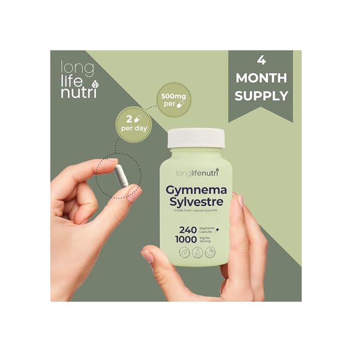 LongLifeNutri Gymnema Sylvestre 1000mg - Organic 20:1 Leaf Extract, 240 Vegetarian Capsules, 4-Month Supply, Herbal Supplement for Gut Health, GMP Certified, Made in USA - Image 5