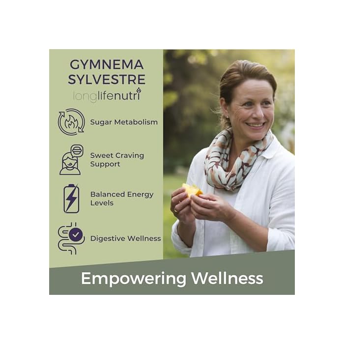 LongLifeNutri Gymnema Sylvestre 1000mg - Organic 20:1 Leaf Extract, 240 Vegetarian Capsules, 4-Month Supply, Herbal Supplement for Gut Health, GMP Certified, Made in USA - Image 4