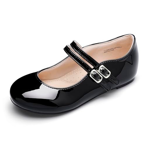 MIXIN Girls Dress Shoes Mary Jane Shoes for Girl Ballet Flats Back to School Princess Wedding Shoes Black Size 3 - Image 1