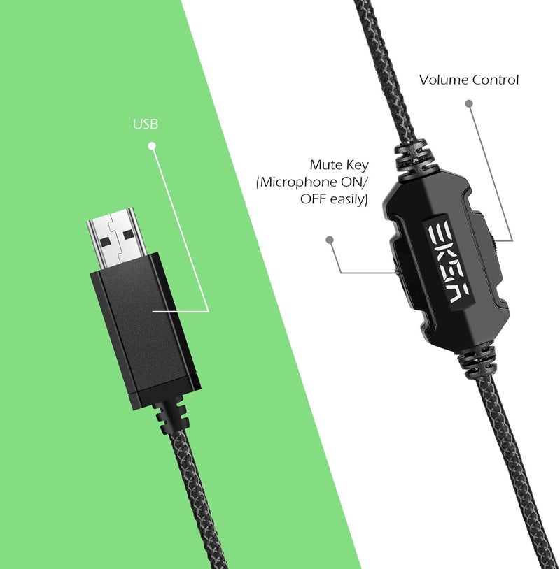 إكسا سماعة رأس ألعاب USB للكمبيوتر الشخصي - سماعات رأس كمبيوتر مع صوت محيطي 7.1 ستيريو وميكروفون عازل للضوضاء وإضاءة RGB - سماعات ألعاب لأجهزة PS4 وPS5 والكمبيوتر المحمول - Image 2