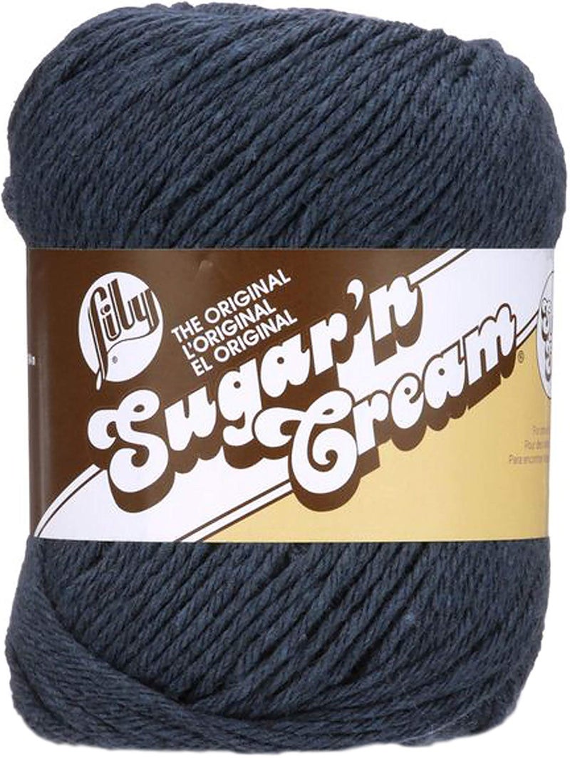 Lily Sugar 'N Cream Super Size Solid Yarn, 4oz, Gauge 4oz Medium, 100% Cotton, Big Ball - Indigo - Machine Wash & Dry - Image 1