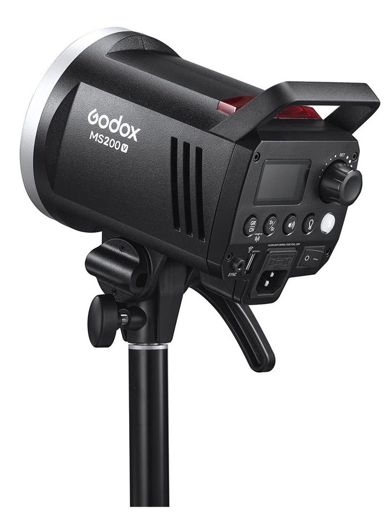 Godox MS200V Studio Flash Light Upgraded 200Ws Strobe Light, GN53, 2.4G Wireless X System, 0.1-1.8S Recycle Time, 5600±200K with 10W LED Modeling Lamp Bowens Mount - Image 2