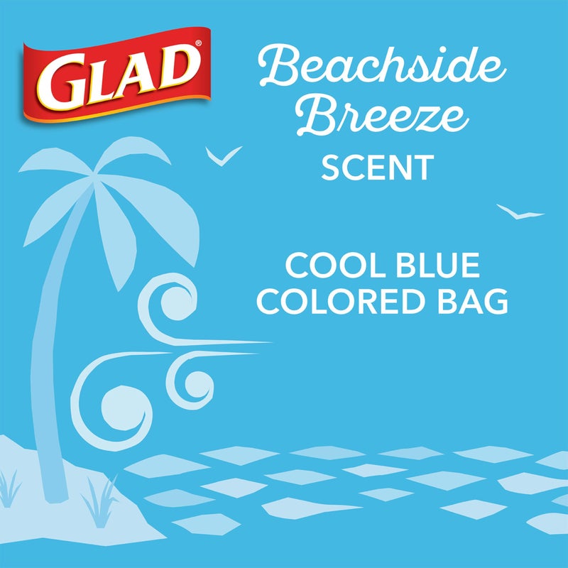 Glad Small Trash Bags 4 Gallon, Febreze Beachside Breeze Garbage Bags, Odor Resistant with Drawstring, 80 Count - Image 4