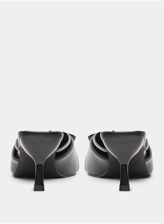 Styli Bow Accent Pointed Toe Stiletto Hell Mules