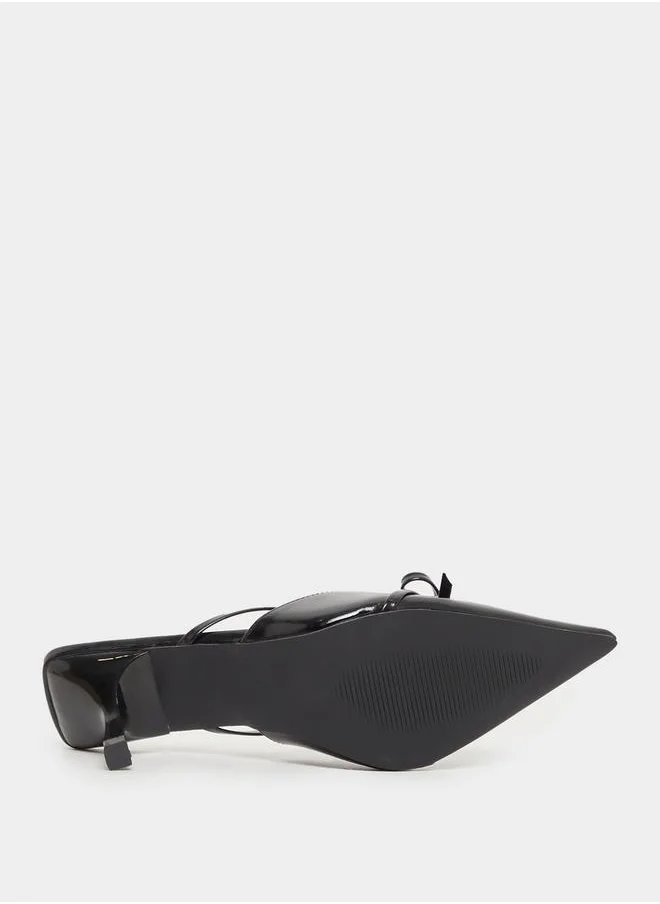 Styli Bow Accent Pointed Toe Stiletto Hell Mules