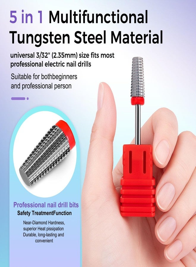 Fantexy 5 in 1 Nail Drill Bits, 3/32" Tungsten Steel, Fine - F - Image 2