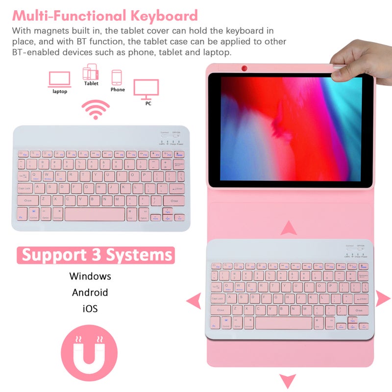 Wireless BT Keyboard USB Keypad with PU Leather Protecting Case for Tablet Compatible with iPad Air3 10.5in/ipad Pro 10.5in(2017)/iPad 7 10.2in(2019)/ipad 8 10.2in(2019)/iPad 9 10.2in(2020) - Image 4