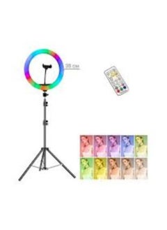 شوبي حلقة إضاءة LED ناعمة RGB MJ38 - مثالية للبث المباشر والتصوير الفوتوغرافي وإنشاء محتوى على وسائل التواصل الاجتماعي 