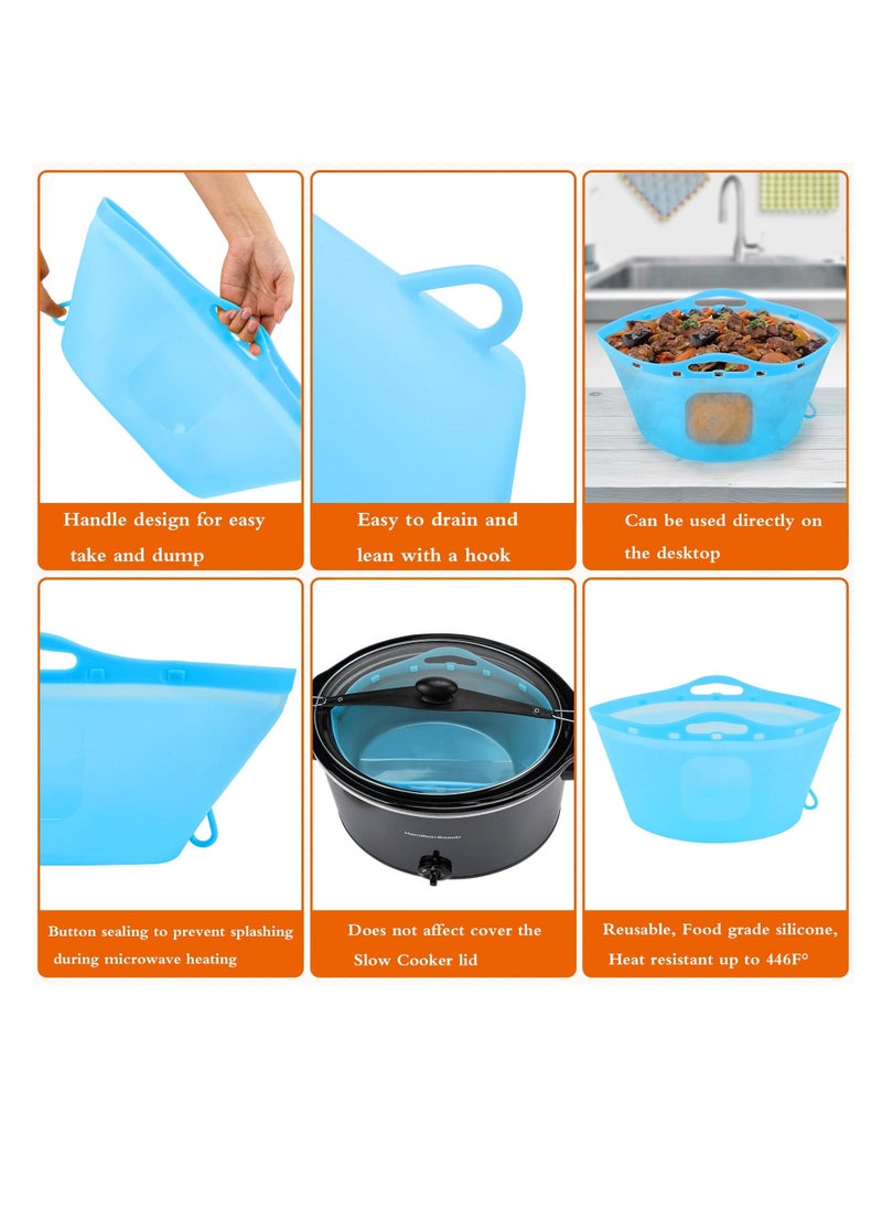 Generic - 2 Pcs Silicone Slow Cooker Liners, for Crockpot Liners, Reusable Crock pot Divider Insert, with Buttons and Hooks, Leakproof & Easy Clean - Image 1