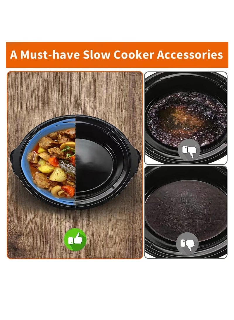 Generic - 2 Pcs Silicone Slow Cooker Liners, for Crockpot Liners, Reusable Crock pot Divider Insert, with Buttons and Hooks, Leakproof & Easy Clean - Image 1