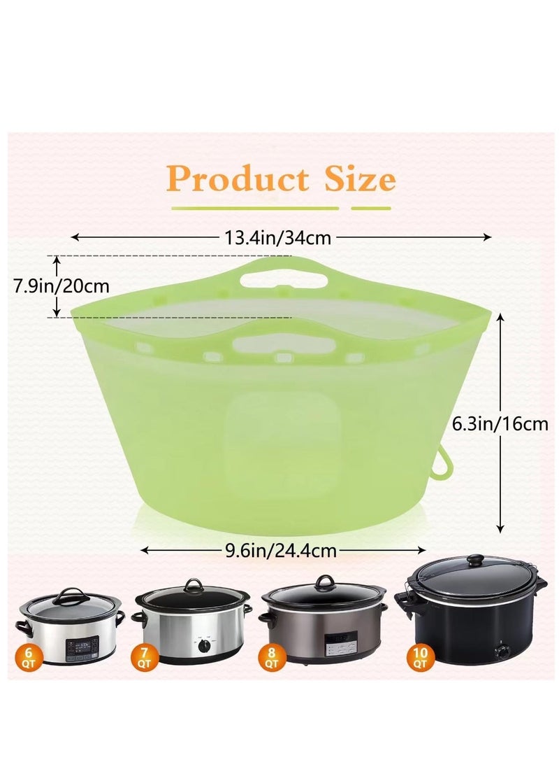 Generic - 2 Pcs Silicone Slow Cooker Liners, for Crockpot Liners, Reusable Crock pot Divider Insert, with Buttons and Hooks, Leakproof & Easy Clean - Image 1