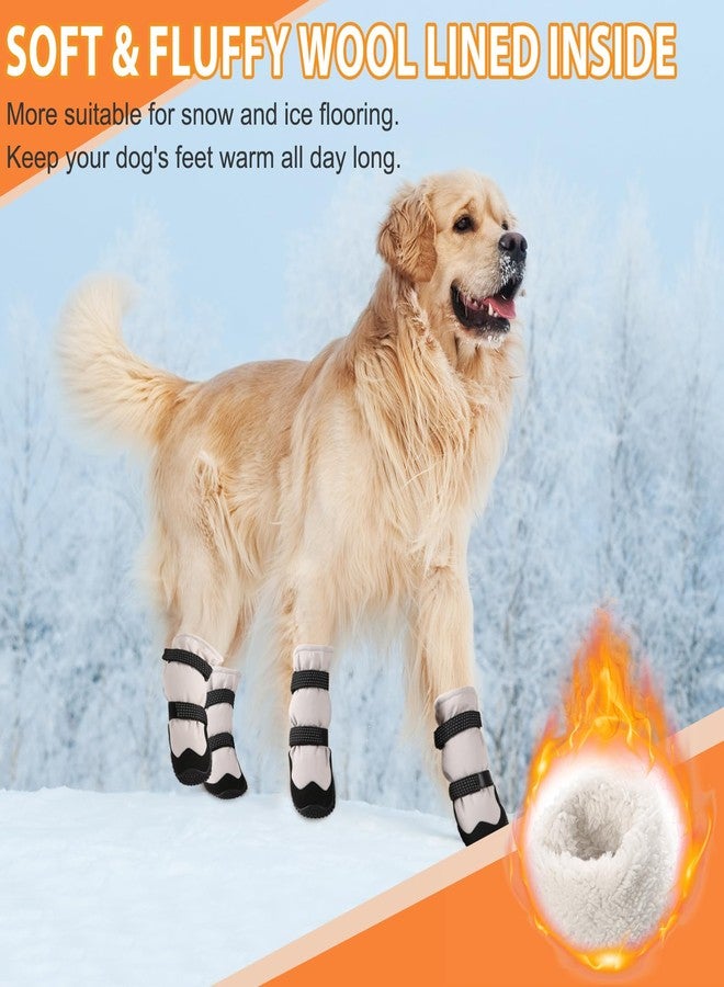 TEWIWAP Winter Dog Snow Boots with Warm Wool Lining, Dog Shoes for Large Small Medium Dogs, Dog Booties and Paw Protectors, Anti-Slip Dog Shoes with Reflective for Snow, Hardwood Floors, Hiking (Size 7) - Image 3