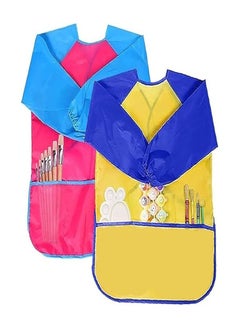 Keep Smiling Smart Kids Painting Apron, Craft Apron, 2-8 Years, Waterproof Kids Aprons for Painting Long Sleeves, Color: Pink  - Image 1