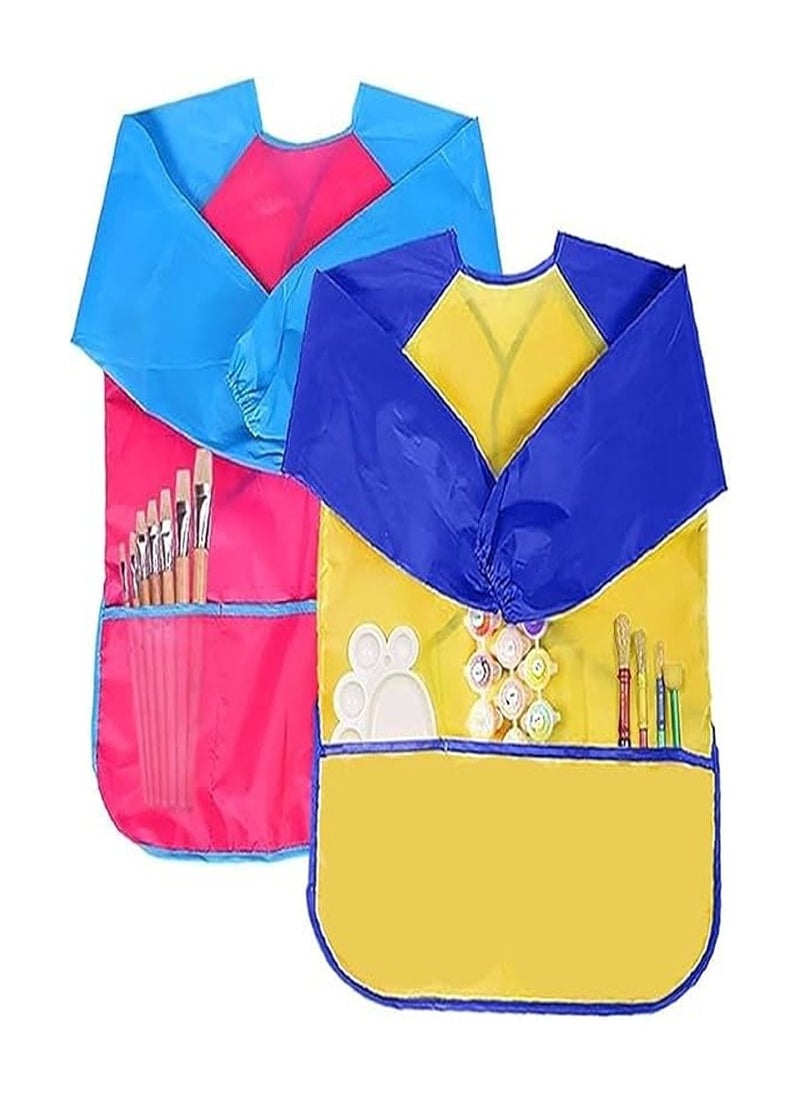 Keep Smiling Smart Kids Painting Apron, Craft Apron, 2-8 Years, Waterproof Kids Aprons for Painting Long Sleeves, Color: Pink  - Image 1