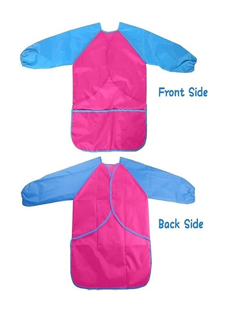 Keep Smiling Smart Kids Painting Apron, Craft Apron, 2-8 Years, Waterproof Kids Aprons for Painting Long Sleeves, Color: Pink  - Image 2