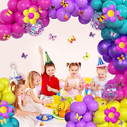 Haptda Magic Balloon Garland Purple Blue Rose Red Yellow Balloons Confetti Balloon Arch Kit With 3D Colorful Butterfly Stickers for Baby Shower Wedding Birthday Party Decorations - Image 5