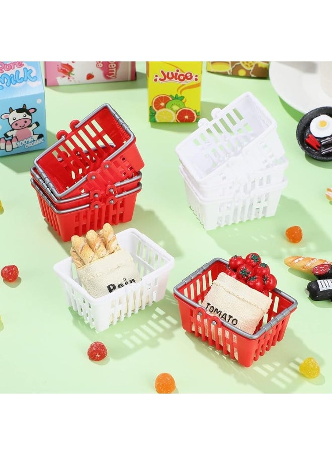 NUOBESTY - NUOBESTY 20Pcs Mini Supermarket Basket Small Shopping Basket Plastic Shopping Cart Grocery Basket with Handle for Dool House Kitchen Storage Ornament(Red and White) â€¦ - Image 1