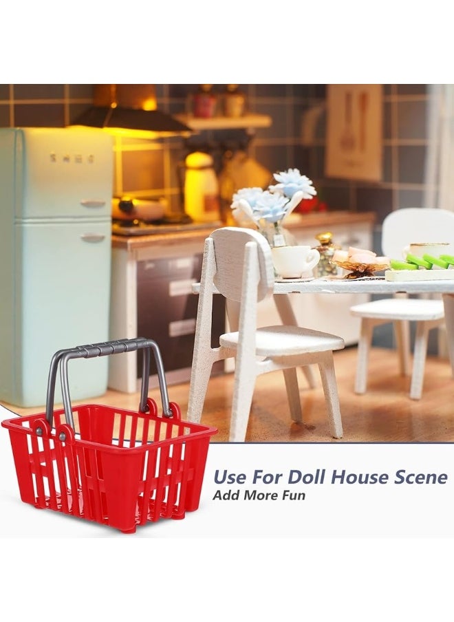 NUOBESTY - NUOBESTY 20Pcs Mini Supermarket Basket Small Shopping Basket Plastic Shopping Cart Grocery Basket with Handle for Dool House Kitchen Storage Ornament(Red and White) â€¦ - Image 1